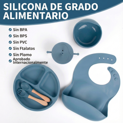 Set Vajilla Bebé Silicona BLW con Ventosa y Cubiertos