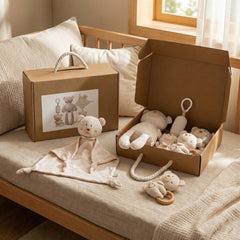 Set de Bienvenida "Primeros Abrazos": Osito, Dou-Dou y Mordedor Orgánico